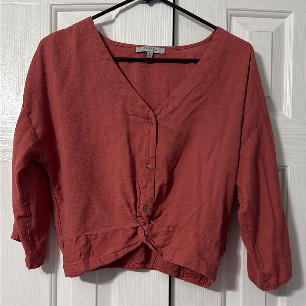 Papaya Women's Rust Button-Down Top